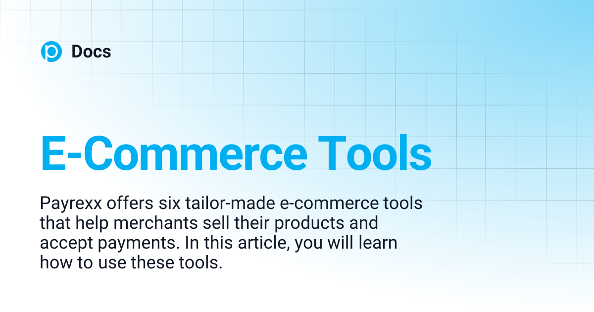 E-Commerce Tools | ENGLISH | Docs