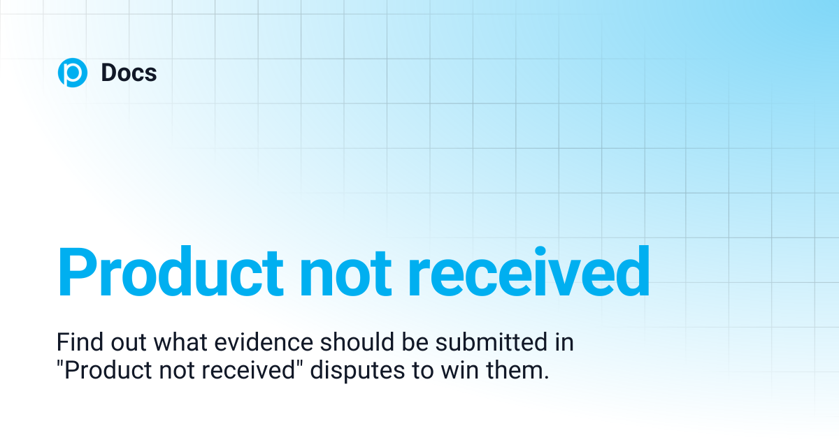 Product not received | ENGLISH | Docs