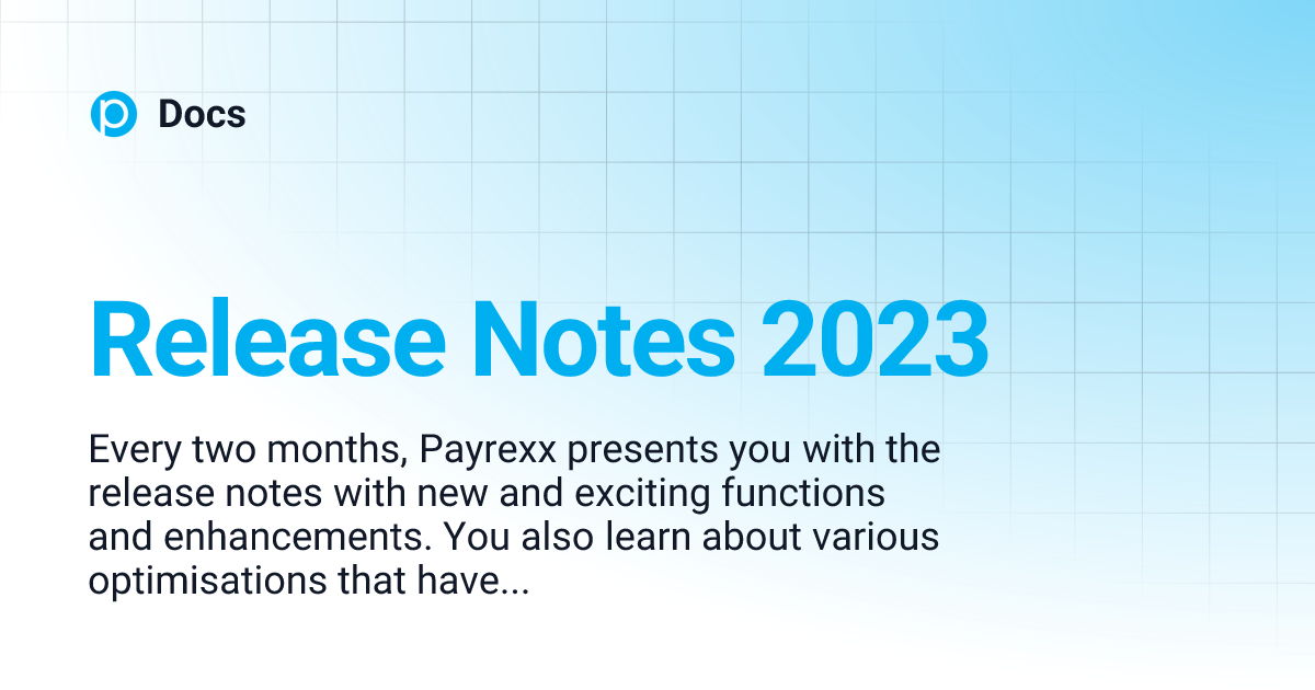 Release Notes 2023 Docs