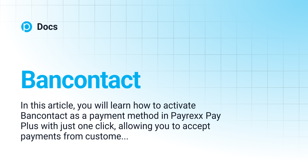 Bancontact | ENGLISH | Docs