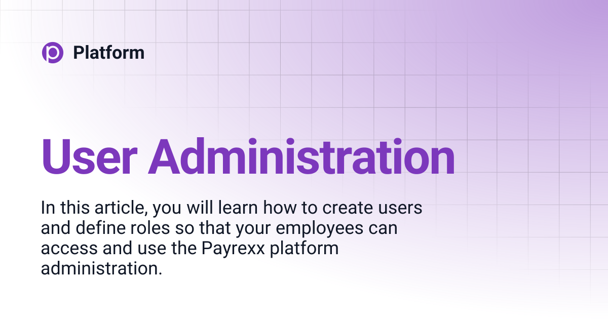 User Administration | ENGLISH | Platform